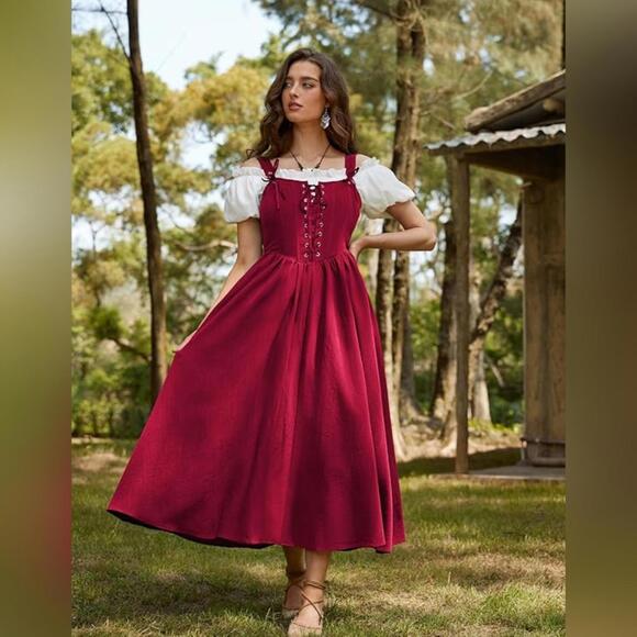 NWT Scarlet Darkness Lace Up Cottagecore Sleeveless Renaissance Dress, M (8-10) - Picture 3 of 7